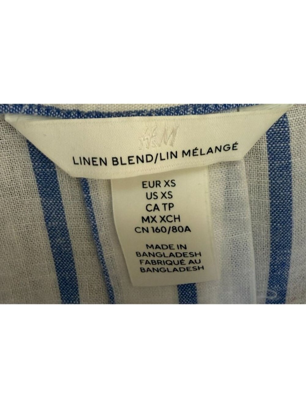 H&M Linen Blend Striped Button-Up Collared Shirt Women's XS - Picture 4 of 10
